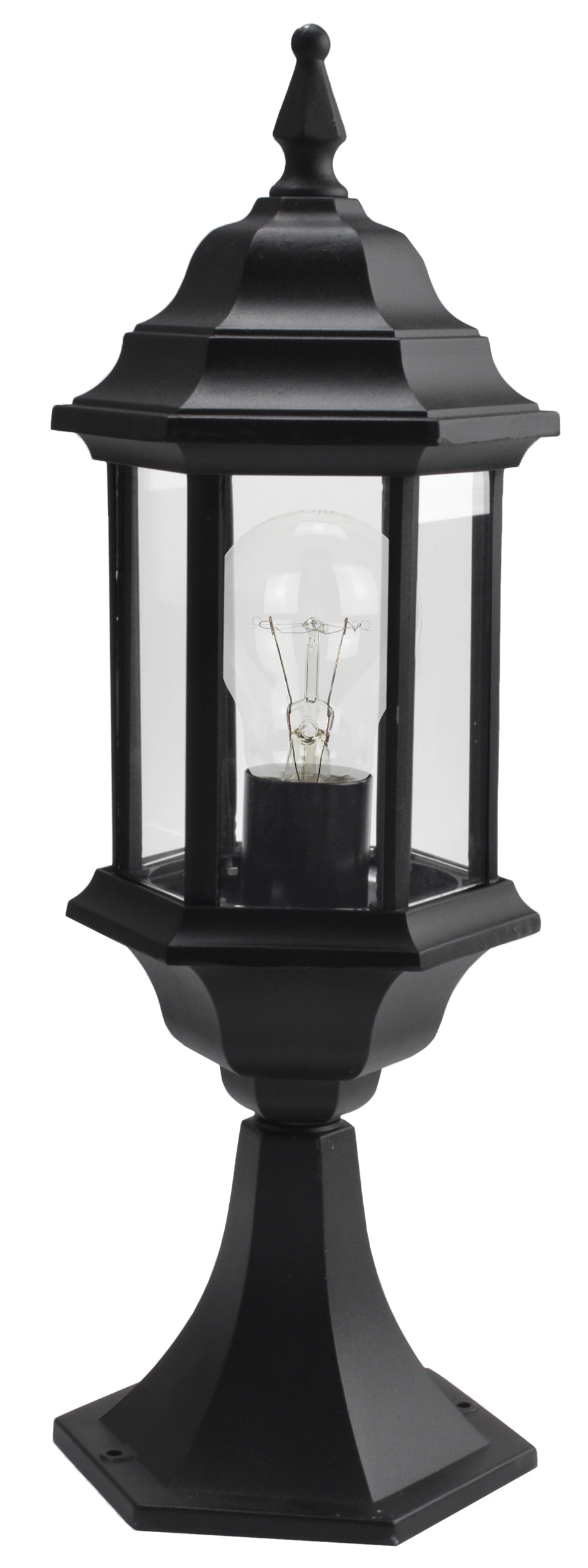 Sobremuro Pollux fabricado en aluminio color negro, ideal para iluminar terrazas