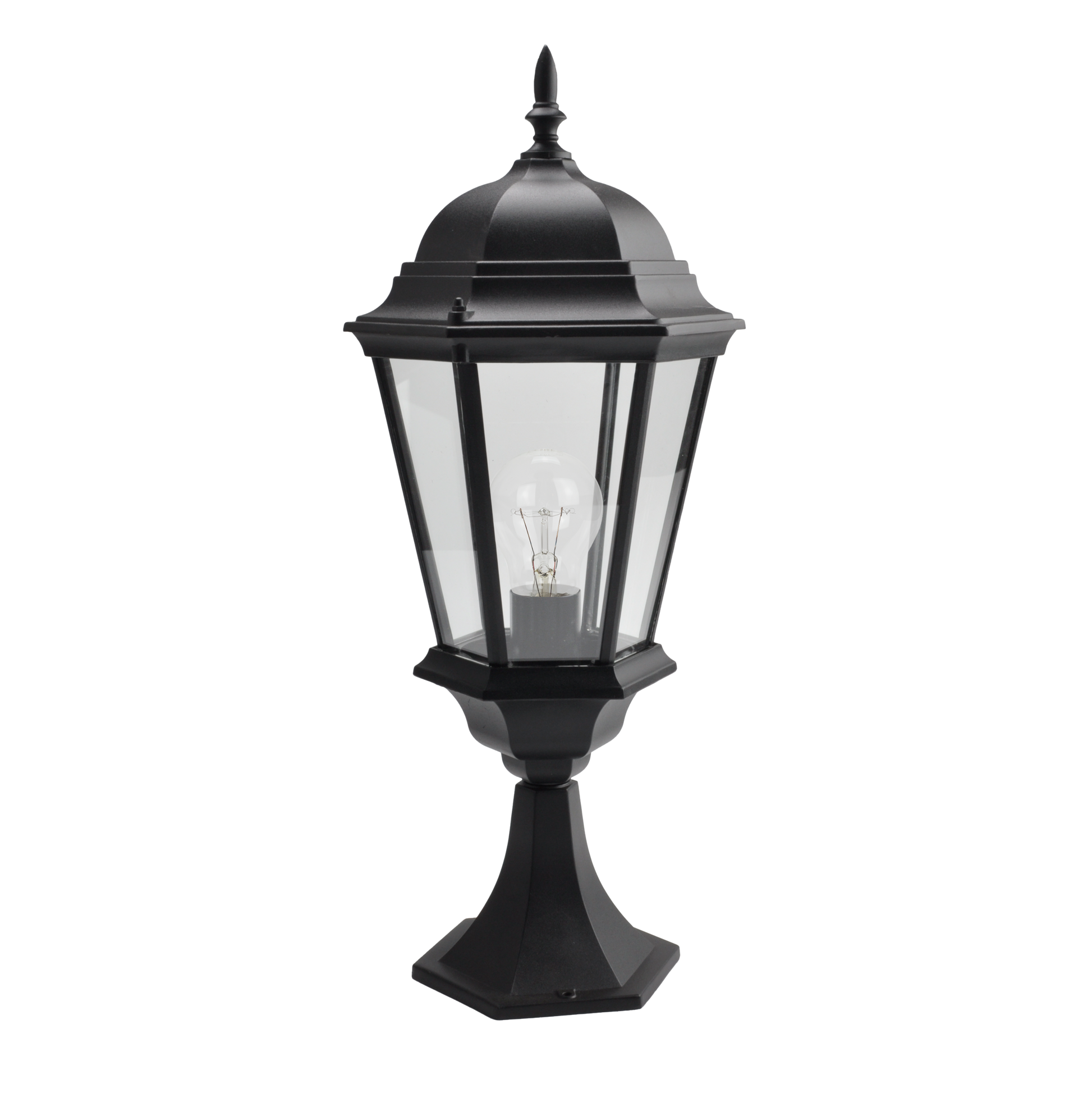 Sobremuro Regulus fabricado en aluminio color negro, ideal para iluminación exterior.