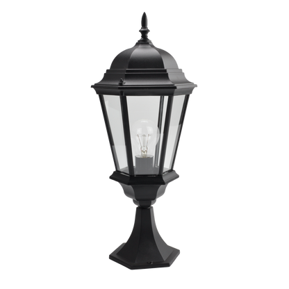 Sobremuro Regulus fabricado en aluminio color negro, ideal para iluminación exterior.