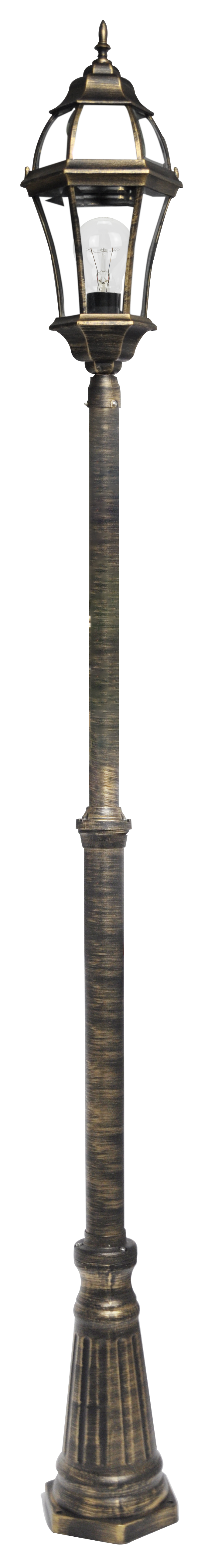 Farola Becrux fabricada en aluminio color negro y oro para exterior