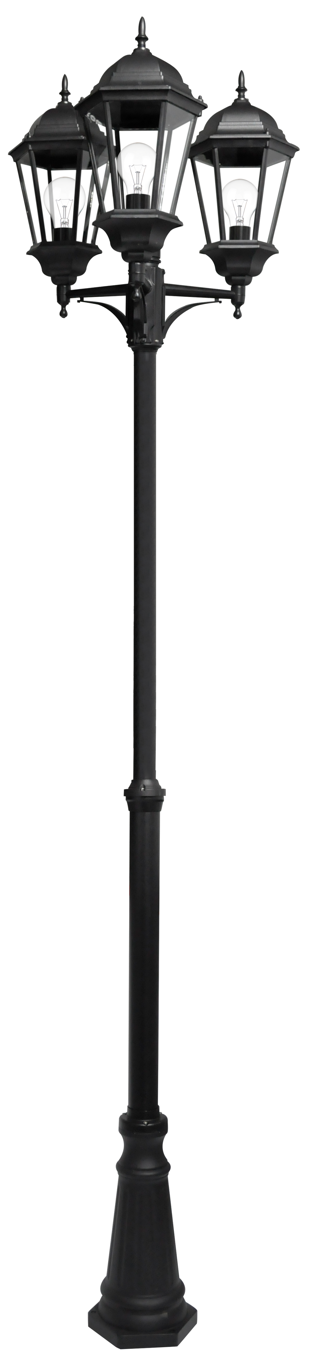 Farola Exterior Aluminio Regulus 3xe27 Negra 230x60x60 cm, regulable en altura, IP44. Fabrilamp.