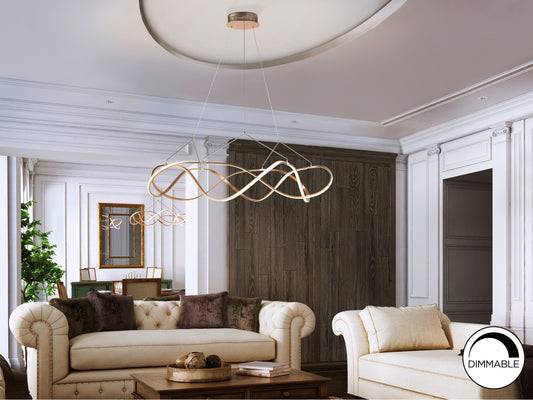 Lámpara Colgante LED Molly 110 cm Oro Rosa Schuller en ambiente decorado | Schuller