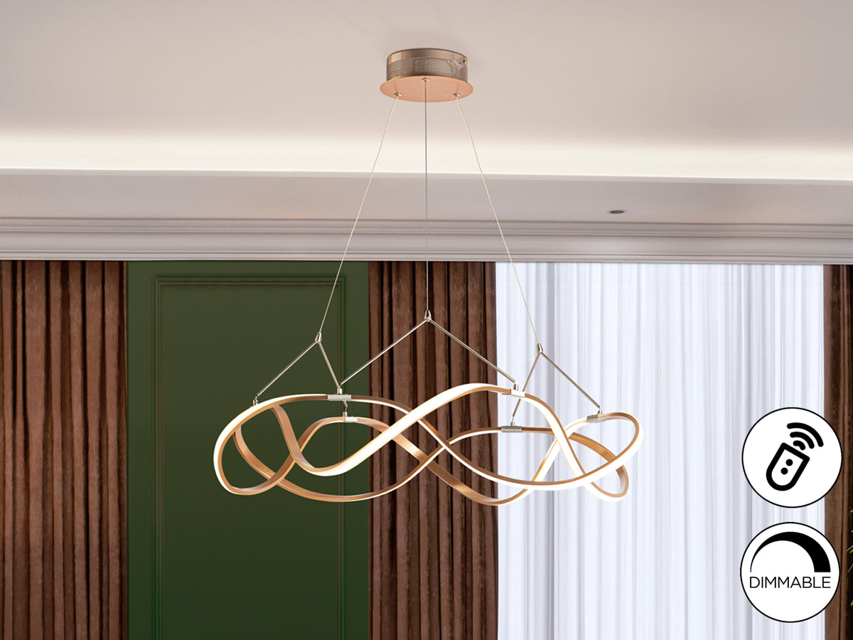 Lámpara Colgante LED Molly 80 cm Oro Rosa Dimable Schuller en ambiente decorado | Schuller