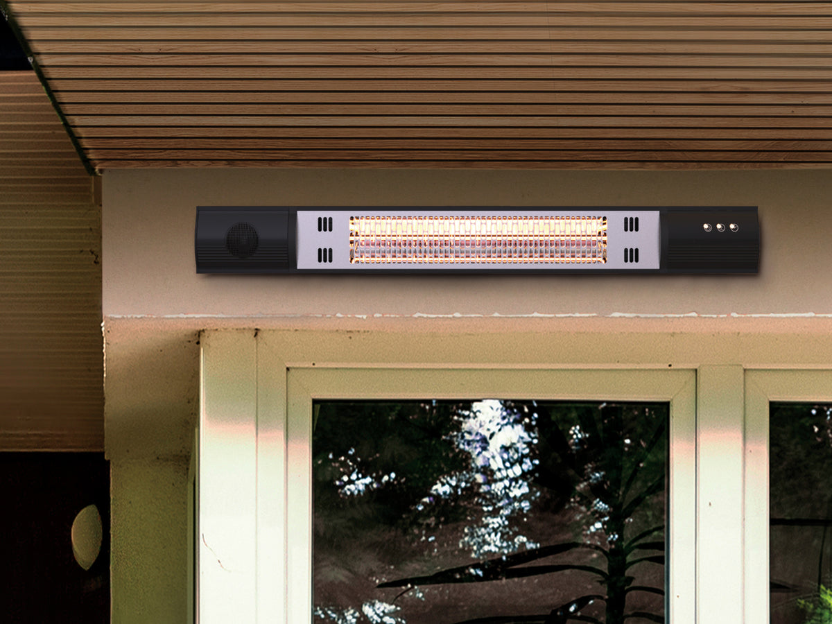 Estufa Eléctrica de Pared Heat Music 1500W Bluetooth Negra Schuller en ambiente decorado | Schuller · Ref. 768191