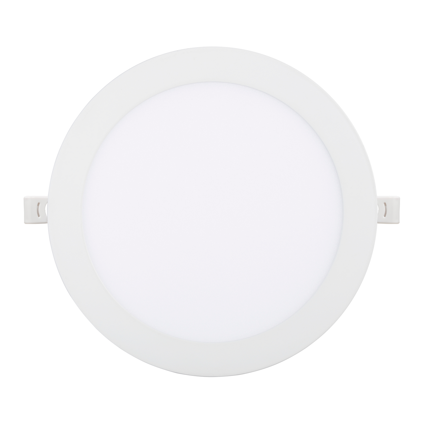 Downlight Obsidiana 18w 3000k Blanco Redondo, vista frontal. Iluminación cálida y eficiente para tu hogar.