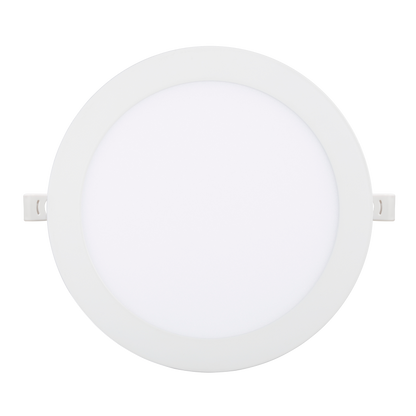 Downlight Obsidiana 18w 3000k Blanco Redondo, vista frontal. Iluminación cálida y eficiente para tu hogar.