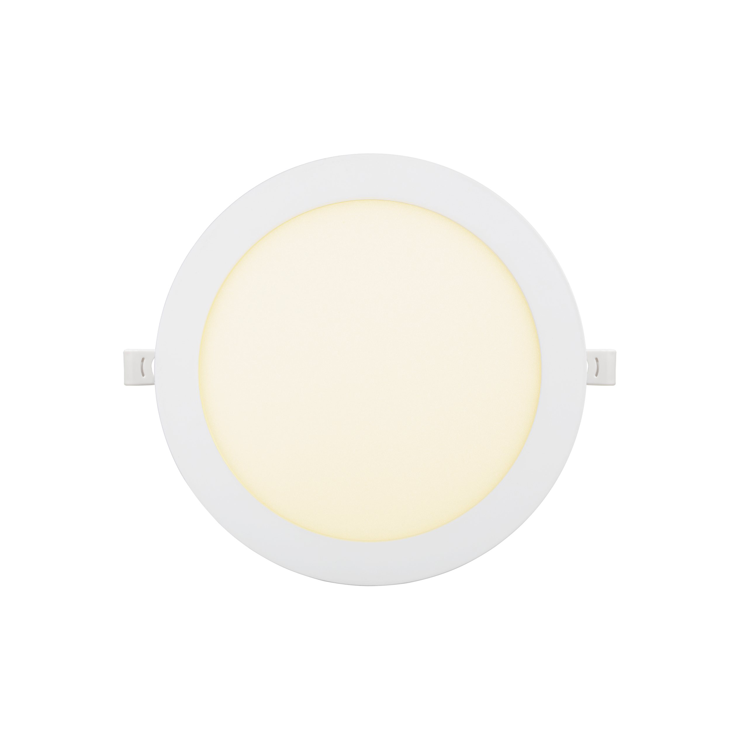 Downlight Obsidiana 18w 3000k Blanco Redondo, vista frontal. Iluminación cálida y eficiente para tu hogar.