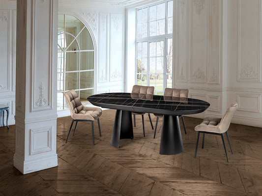 Mesa de Comedor Extensible Capri 206 cm Mármol Negro Schuller en ambiente decorado | Schuller
