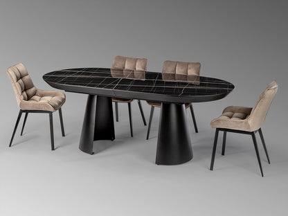 Mesa de Comedor Extensible Capri 206 cm Mármol Negro Schuller en ambiente decorado | Schuller
