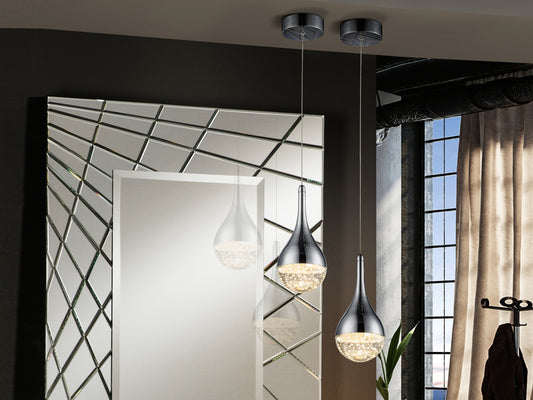 Lámpara Colgante Elie 5W LED Cristal Gota Cromo Schuller en ambiente decorado | Schuller