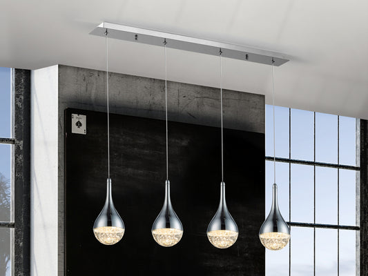 Lámpara Colgante Elie 4 Luces LED Cromo y Cristal Schuller en ambiente decorado | Schuller