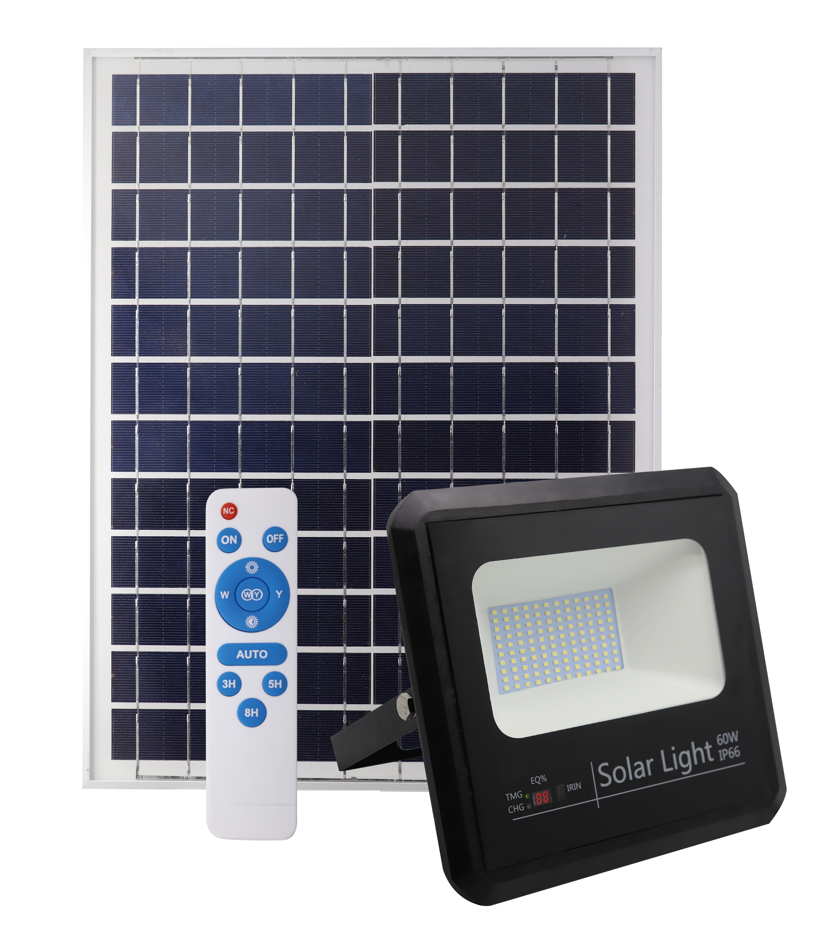 Proyector Solar Malaquita 60W Negro - Vista frontal, Fabrilamp