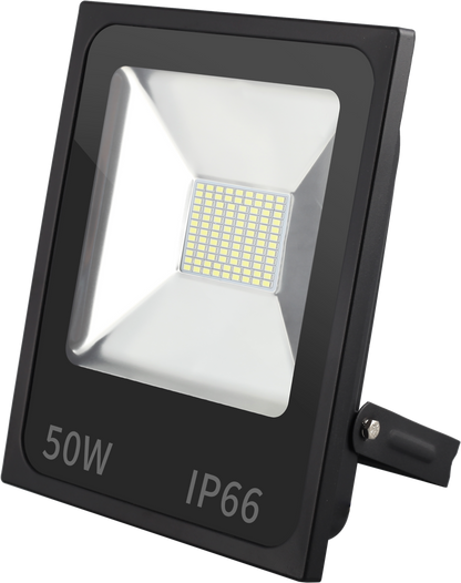 Proyector Dacita fabricado en aluminio color negro, ideal para iluminación exterior resistente