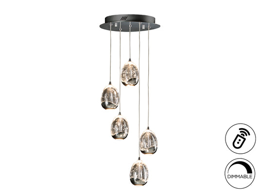 Lámpara Colgante LED Rocío 5 Luces 25W Cromo Dimable Schuller - vista principal | Schuller