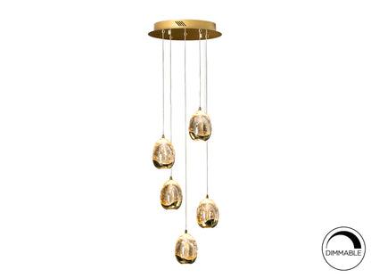 Lámpara Colgante Rocío 5 Luces LED Dorado y Champán Schuller - vista principal | Schuller