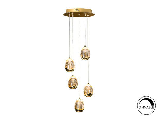 Lámpara Colgante Rocío 5 Luces LED Dorado y Champán Schuller - vista principal | Schuller