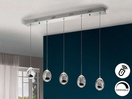 Lámpara Colgante Rocío 5 Luces LED Dimable Cromo Schuller en ambiente decorado | Schuller