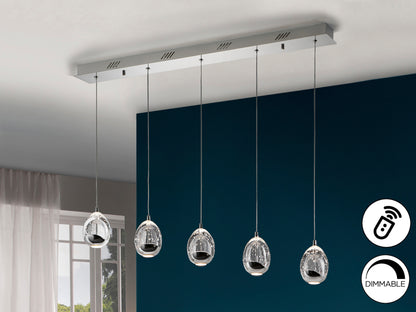 Lámpara Colgante LED Rocío 5 Luces 25W Dimable Cromo Schuller en ambiente decorado | Schuller