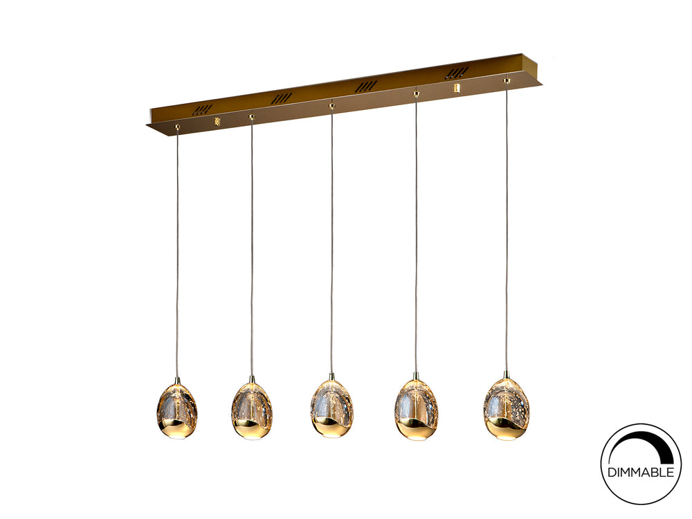 Lámpara Colgante Rocío 5 Luces LED Oro y Champán Schuller