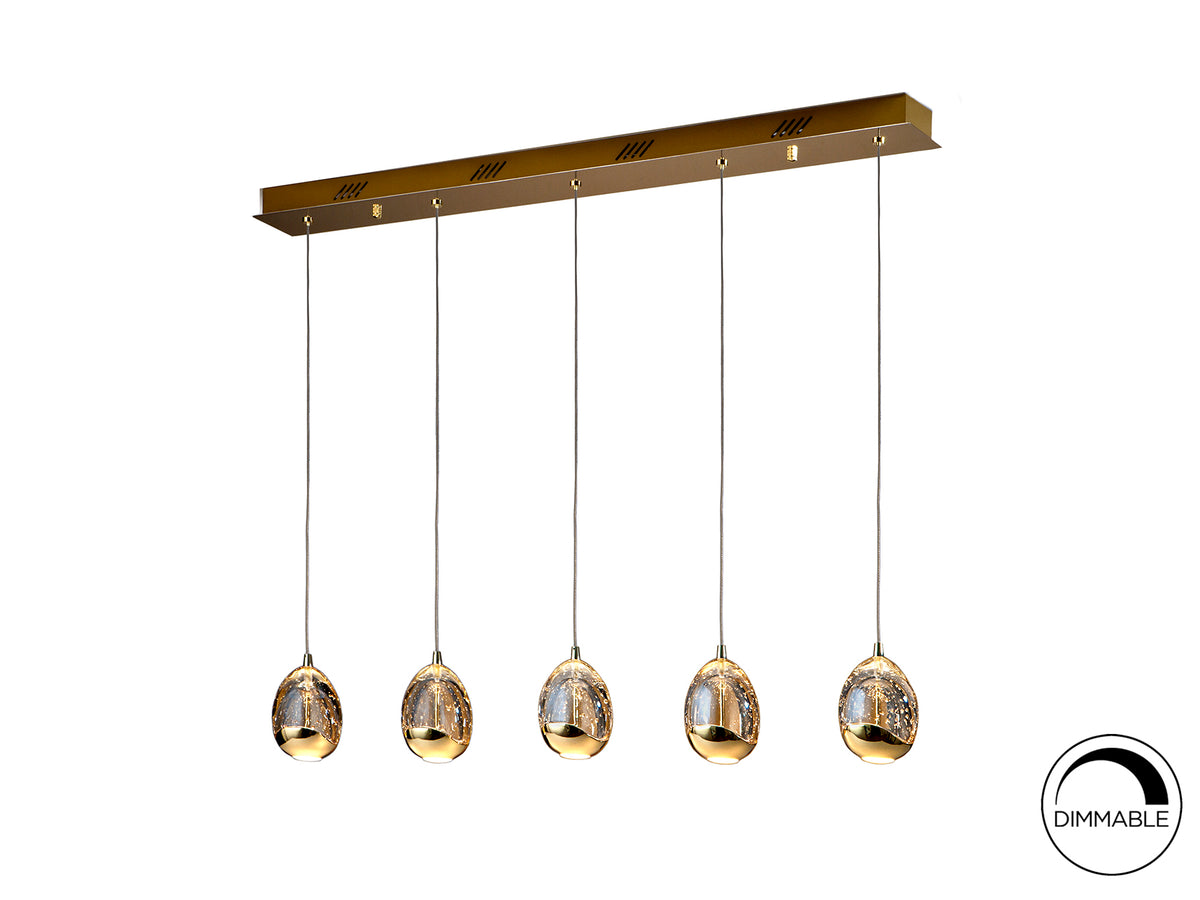 Lámpara Colgante Rocío 5 Luces LED Oro y Champán Schuller - vista principal | Schuller