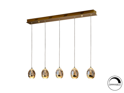 Lámpara Colgante Rocío 5 Luces LED Oro y Champán Schuller - vista principal | Schuller