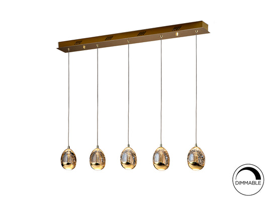 Lámpara Colgante Rocío 5 Luces LED Oro y Champán Schuller - vista principal | Schuller
