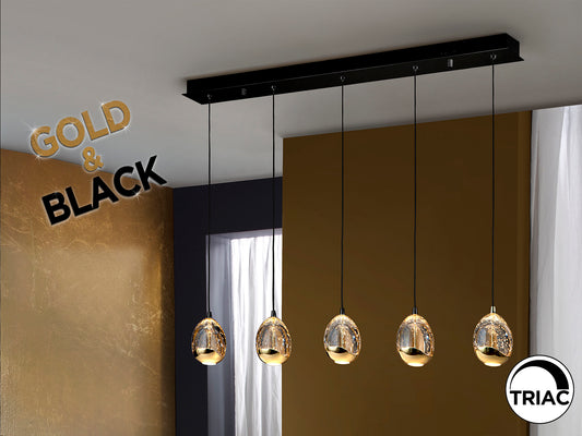 Lámpara Colgante Rocío 5 Luces LED Negro y Oro Schuller - vista principal | Schuller