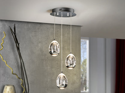 Lámpara Colgante Rocío 3L LED 15W Cromo y Cristal Schuller en ambiente decorado | Schuller