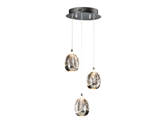 Lámpara Colgante Rocío 3L LED 15W Cromo y Cristal Schuller - vista principal | Schuller