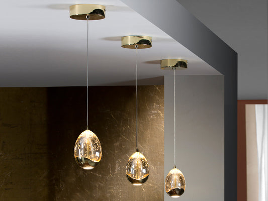 Lámpara Colgante Rocío 5W LED Cristal Champán Dorado Schuller en ambiente decorado | Schuller