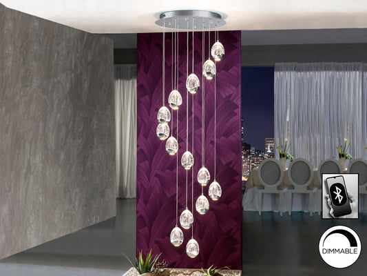 Lámpara Colgante Rocío 14 Luces LED 70W Cromo Schuller en ambiente decorado | Schuller