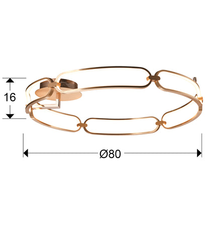 Plano con medidas de Plafón de Techo LED Colette 80 cm Oro Rosa Schuller