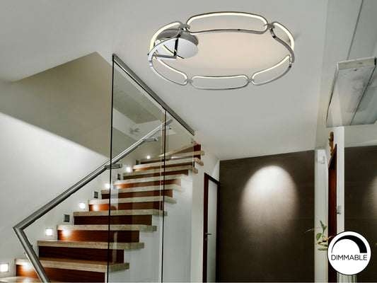 Plafón LED Colette 80 cm Cromo 65W Luz Cálida Schuller en ambiente decorado | Schuller