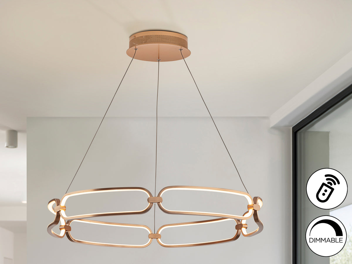 Lámpara Colgante LED Colette 80 cm Oro Rosa Dimable Schuller en ambiente decorado | Schuller
