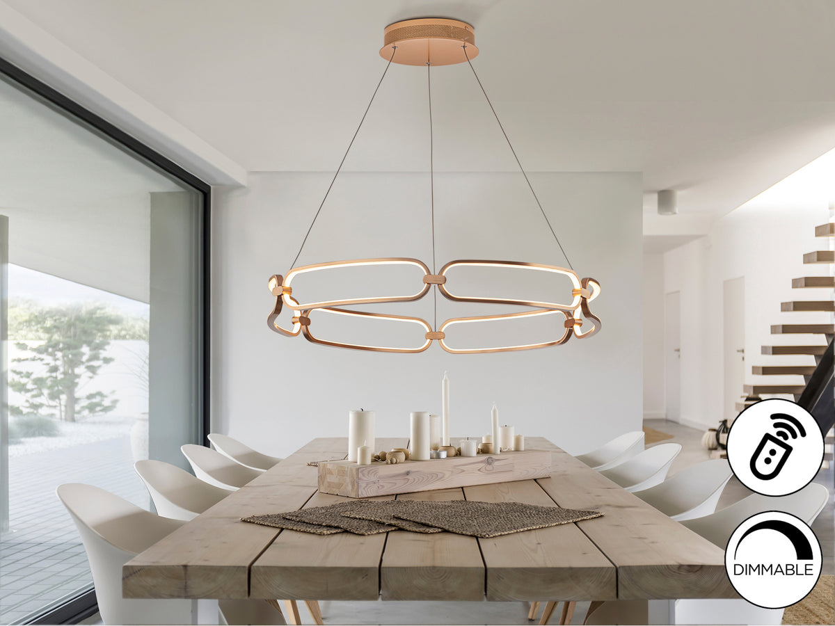 Lámpara Colgante LED Colette 80 cm Oro Rosa Dimable Schuller en ambiente decorado | Schuller