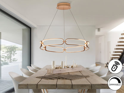 Lámpara Colgante LED Colette 80 cm Oro Rosa Dimable Schuller en ambiente decorado | Schuller