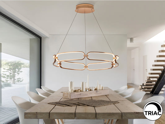 Lámpara de Techo LED Colette Ø80 cm Oro Rosa Schuller en ambiente decorado | Schuller
