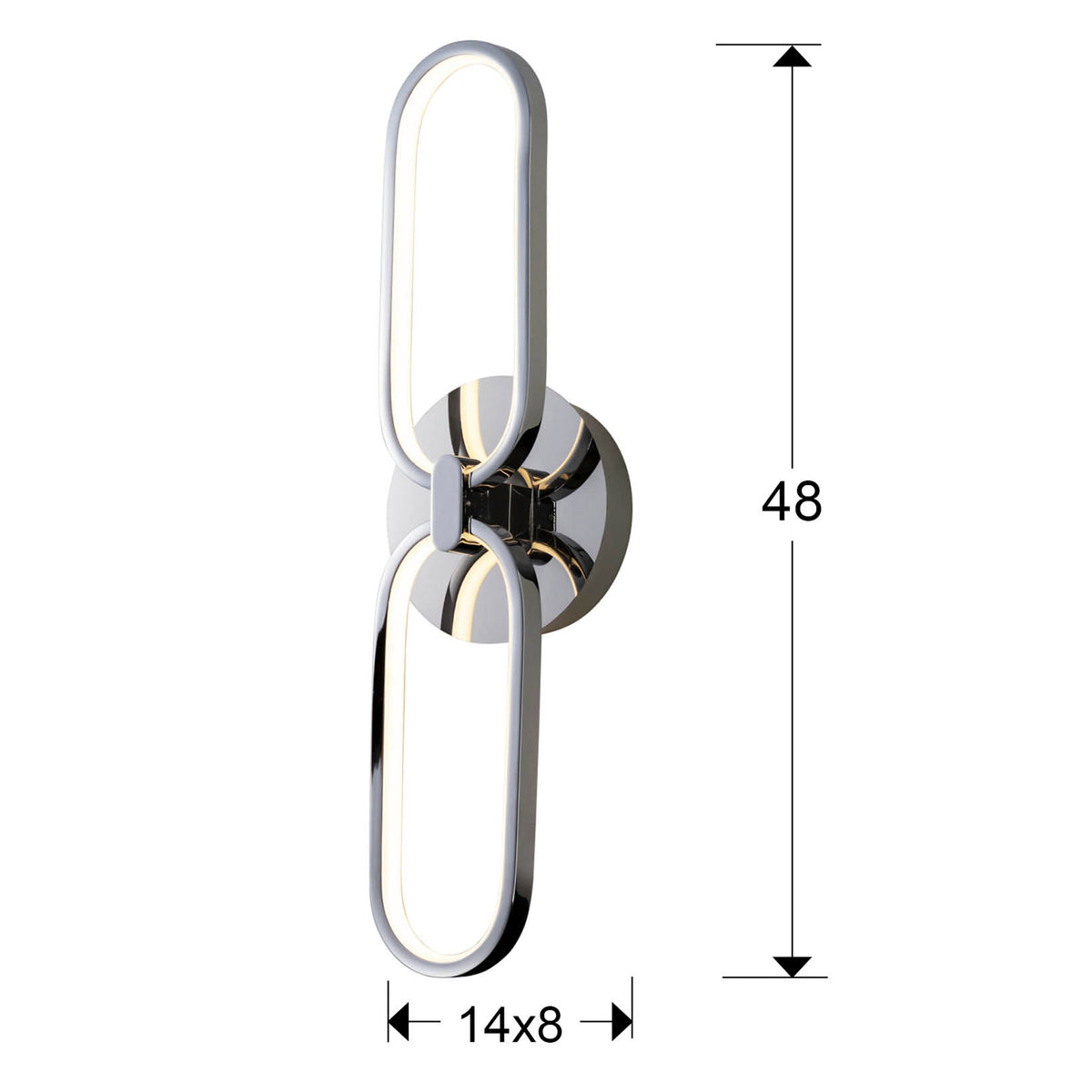 Plano con medidas de Aplique de Pared LED Colette 13W Cromo Schuller