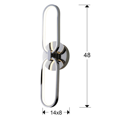 Plano con medidas de Aplique de Pared LED Colette 13W Cromo Schuller