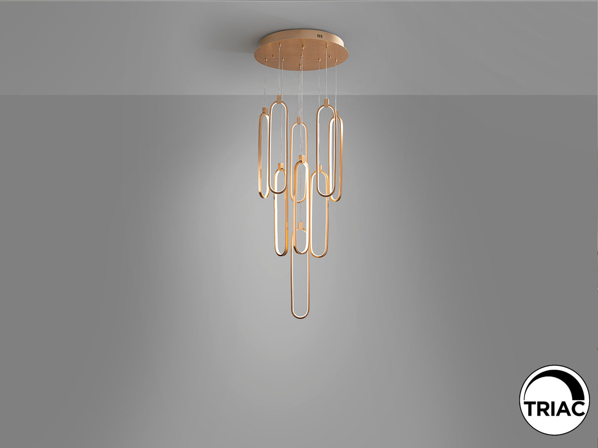 Lámpara Colgante LED Colette 9 Luces Oro Rosa Schuller en ambiente decorado | Schuller