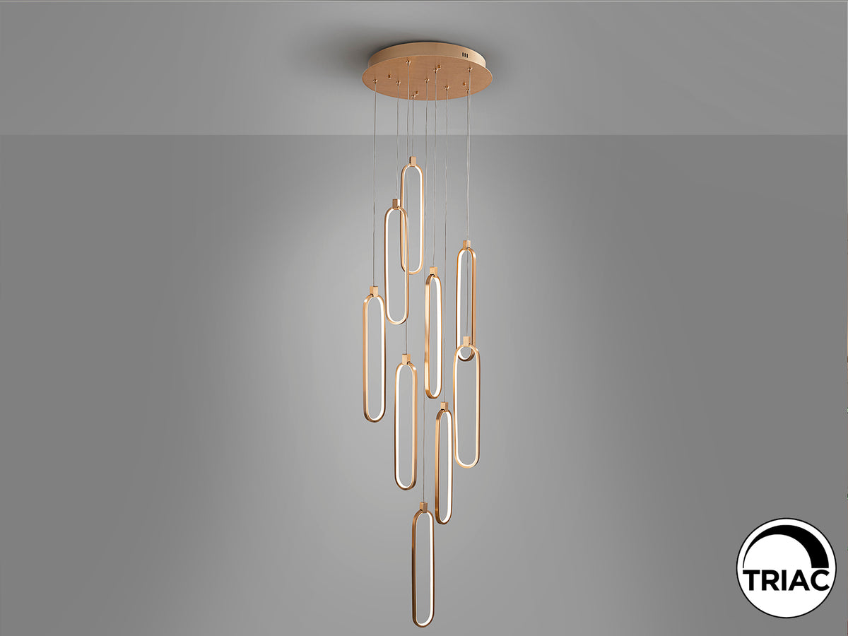 Lámpara Colgante LED Colette 9 Luces Oro Rosa Schuller en ambiente decorado | Schuller
