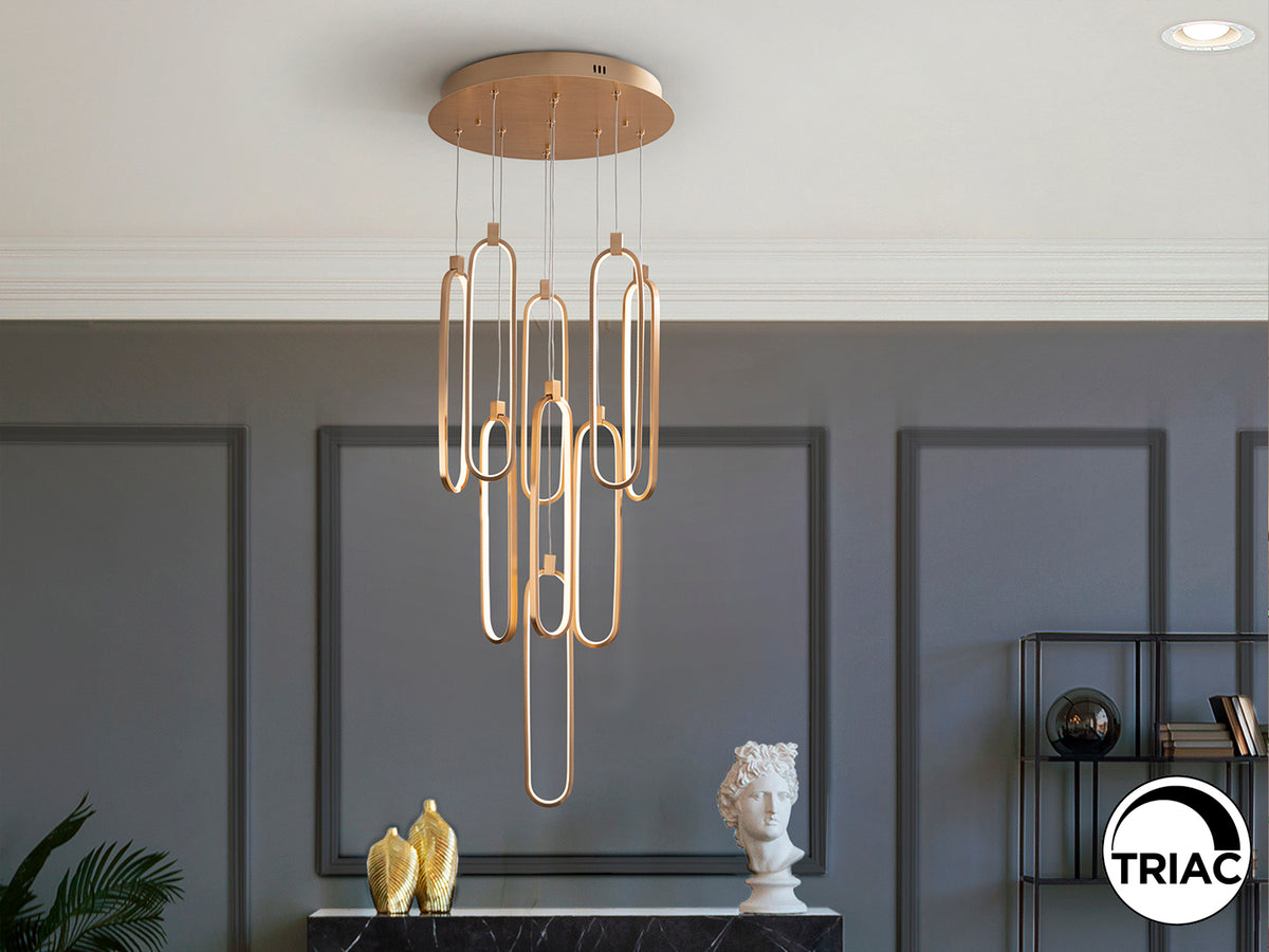 Lámpara Colgante LED Colette 9 Luces Oro Rosa Schuller en ambiente decorado | Schuller