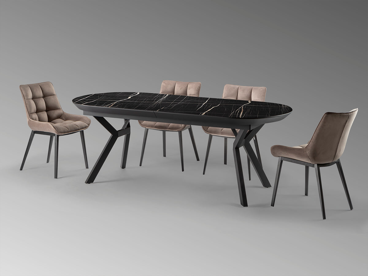 Mesa de Comedor Extensible Antea 285 cm Mármol Negro Schuller en ambiente decorado | Schuller