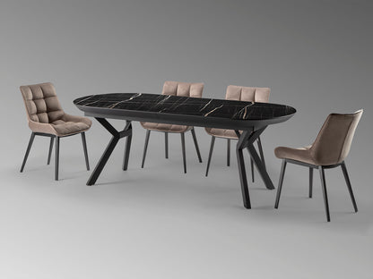 Mesa de Comedor Extensible Antea 285 cm Mármol Negro Schuller en ambiente decorado | Schuller