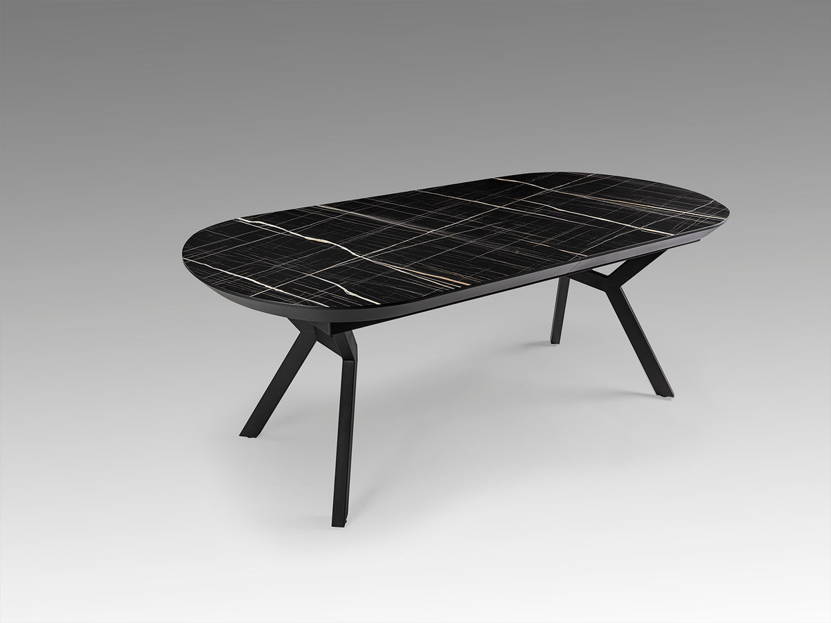 Mesa de Comedor Extensible Antea 285 cm Mármol Negro Schuller en ambiente decorado | Schuller