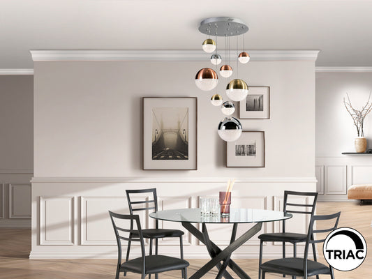Lámpara Colgante LED Sphere 9 Luces 50 cm Dimable Cromo Schuller en ambiente decorado | Schuller
