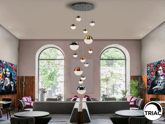 Lámpara Colgante LED Sphere 14 Luces 78W Dimable Schuller en ambiente decorado | Schuller