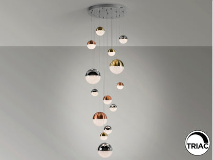 Lámpara Colgante LED Sphere 14 Luces 78W Dimable Cromo Schuller en ambiente decorado | Schuller