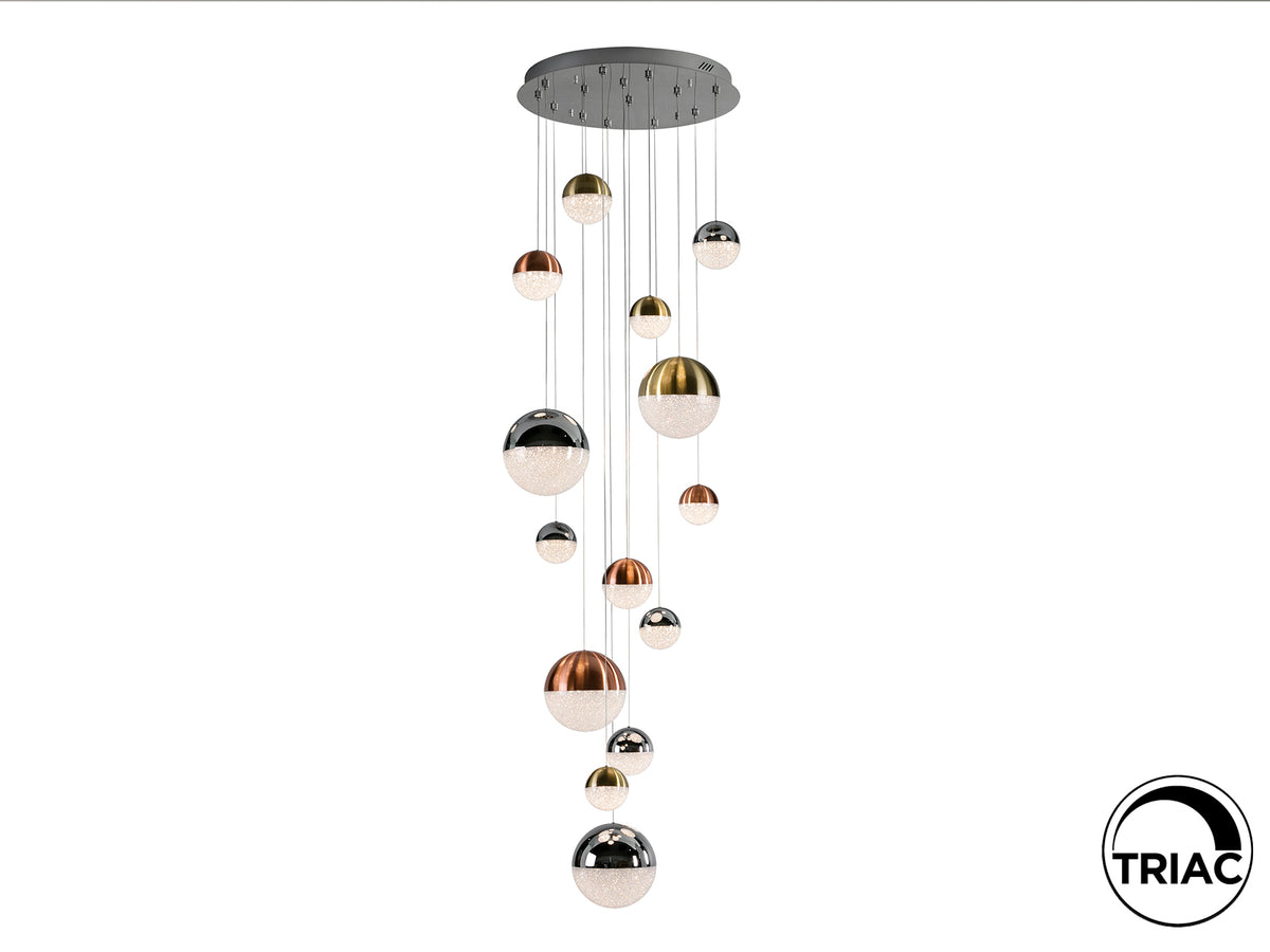 Lámpara Colgante LED Sphere 14 Luces 78W Dimable Cromo Schuller - vista principal | Schuller