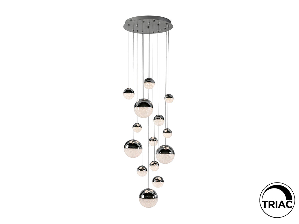 Lámpara Colgante LED Sphere 14 Luces 78W Dimable Cromo Schuller